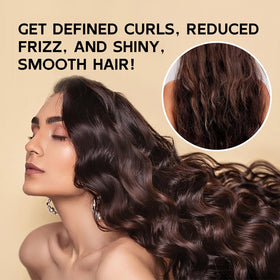 Yniquet before and after curls demonstrating reduced frizz and definition