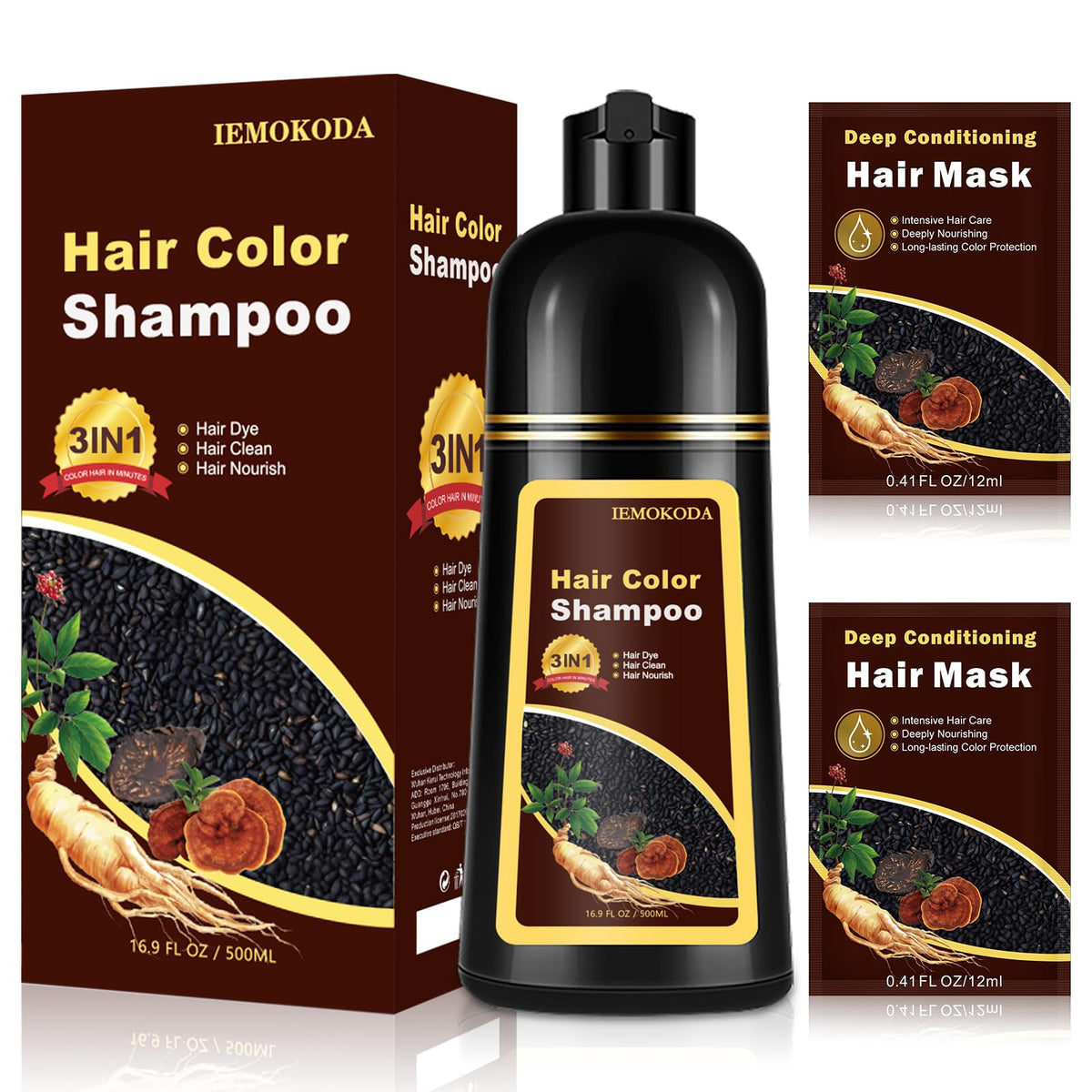 Yocisku bottle front view showing chestnut brown shade and bottle design benefit: clear labeling