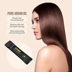 YOGI CARE applying serum to hair ends for frizz control and added shine