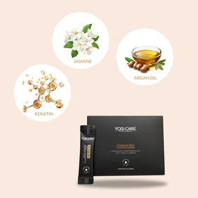 YOGI CARE serum texture on palm showing lightweight, non-greasy absorption