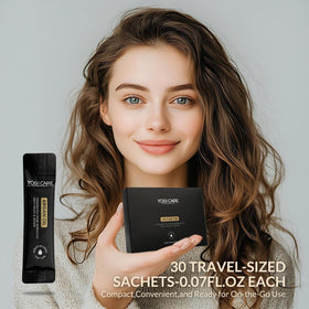 YOGI CARE single 2ml sachet close-up highlighting easy-use travel convenience