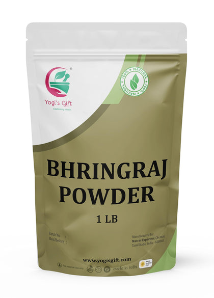 YOGI’S GIFT front packaging of bhringraj powder showing product label and weight