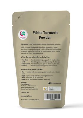 YOGI’S GIFT close-up of fine white turmeric powder texture for smooth mixing and gentle exfoliation