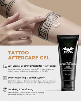 YOKACOS tattoo balm open tin with avocado butter visual, nourishes tattooed skin