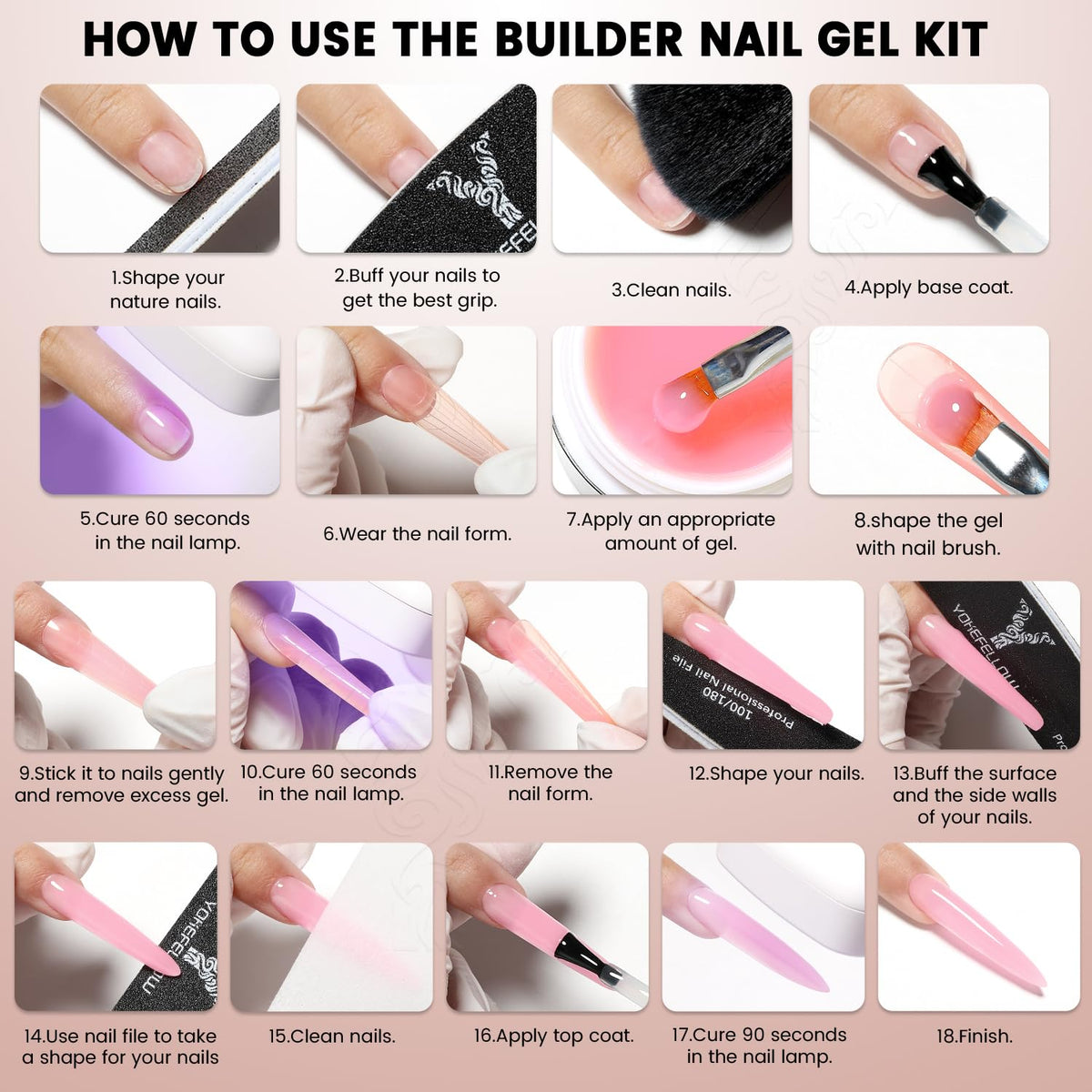 YOKE FELLOW nail tools with gel ready for DIY setup emphasizing convenience