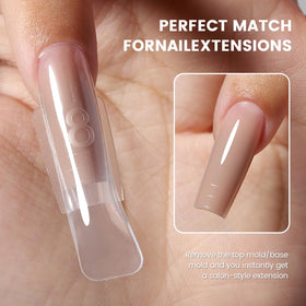 YOKEFELLOW forms in use with builder gel for faster consistent extensions