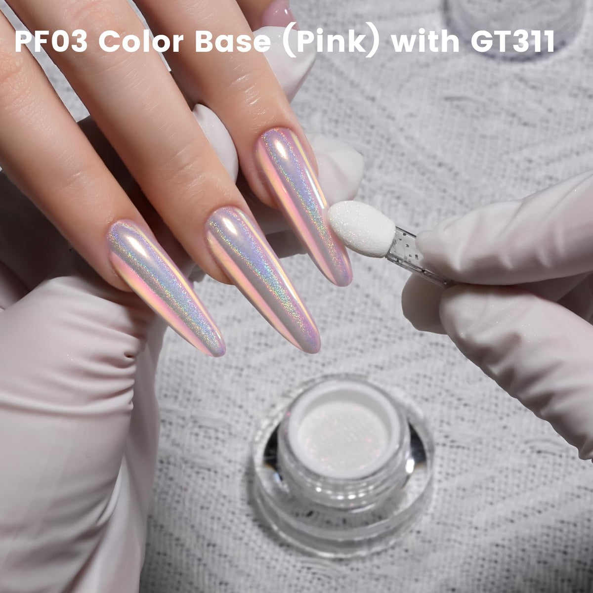 YOKEFELLOW nail swatch on dark base showing bold pink-to-green chameleon effect