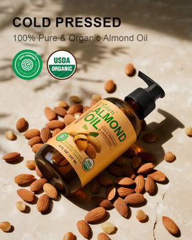 Yoken almond oil amber glass close-up protecting oil freshness and quality