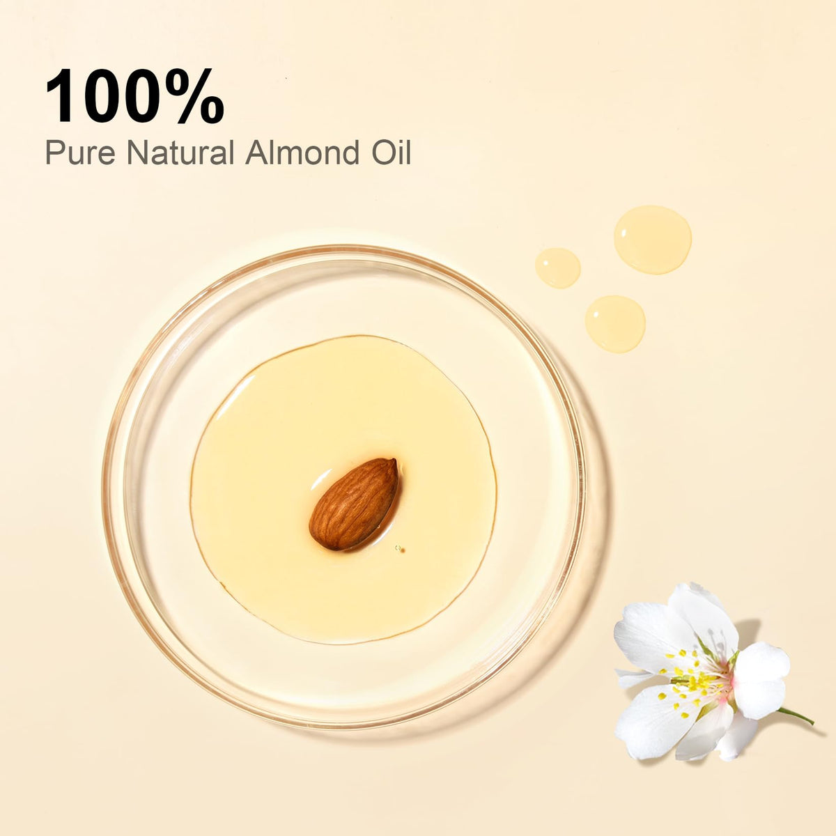 Yoken almond oil texture close-up pouring to show smooth absorbent feel