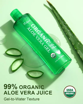 Yoken aloe gel texture closeup showing gel-to-water transformation benefit