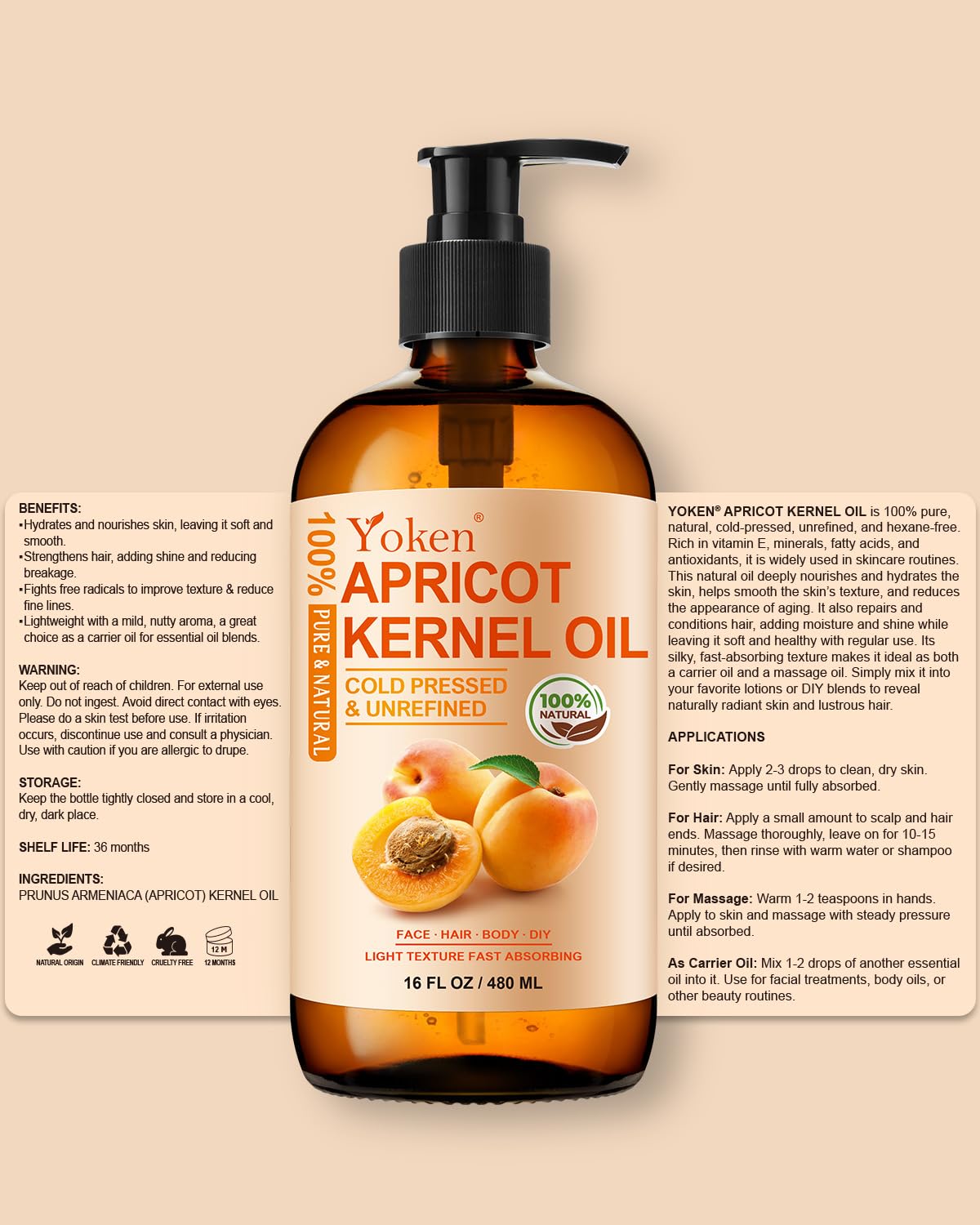 Yoken apricot oil mixed with essential oils for DIY blend and safe dilution