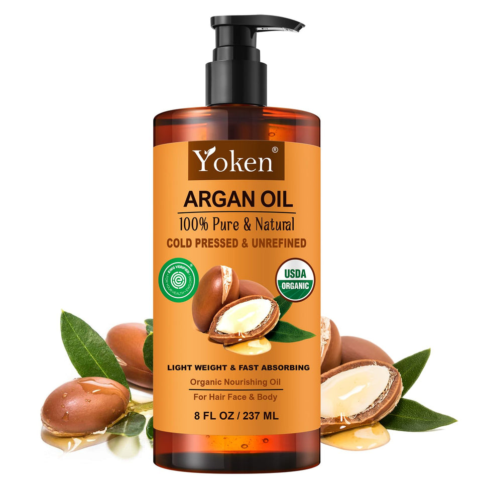 Yoken argan oil front packaging showing organic label and benefits