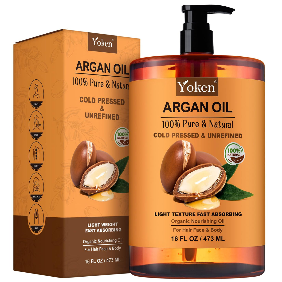 Yoken front bottle view showing full 16 fl oz packaging and label benefits