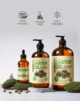 Yoken castor oil applied for hair mask demonstrating nourishment and improved manageability