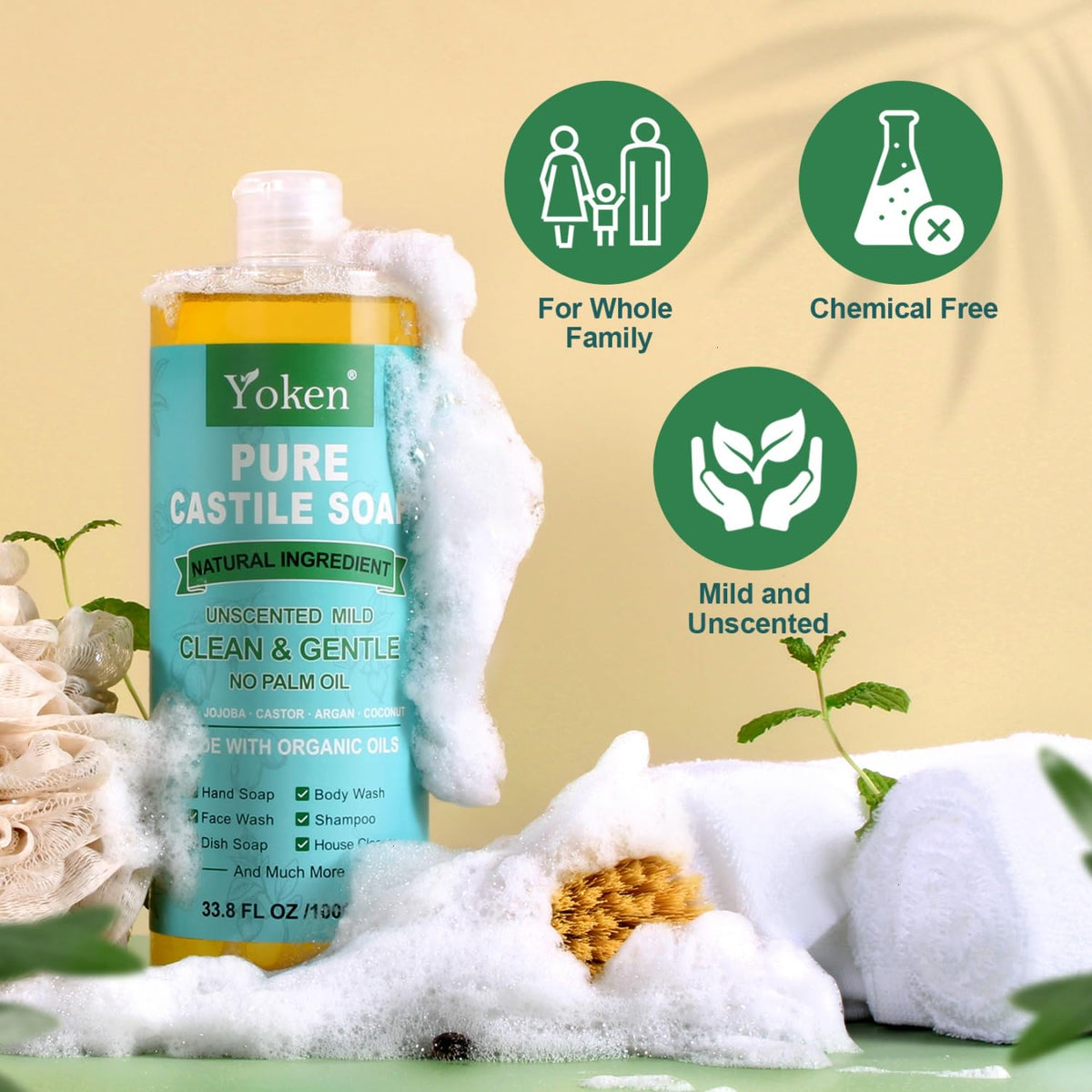Yoken being used to wash dishes showing grease-cutting effectiveness