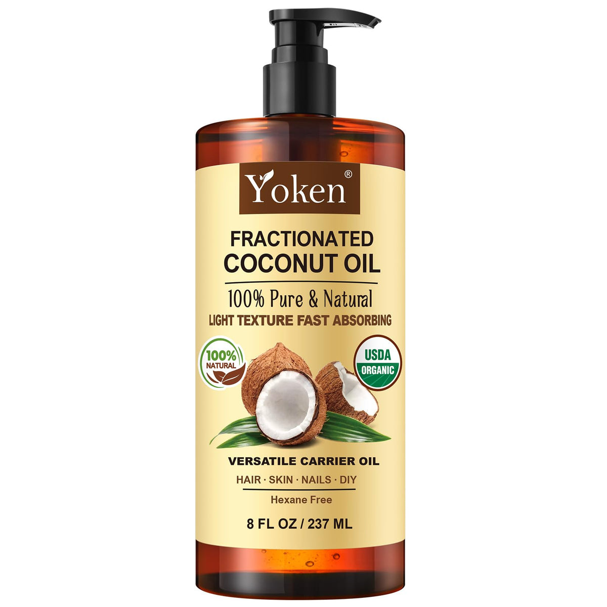 Yoken front bottle 8 oz showing clean packaging and organic badge