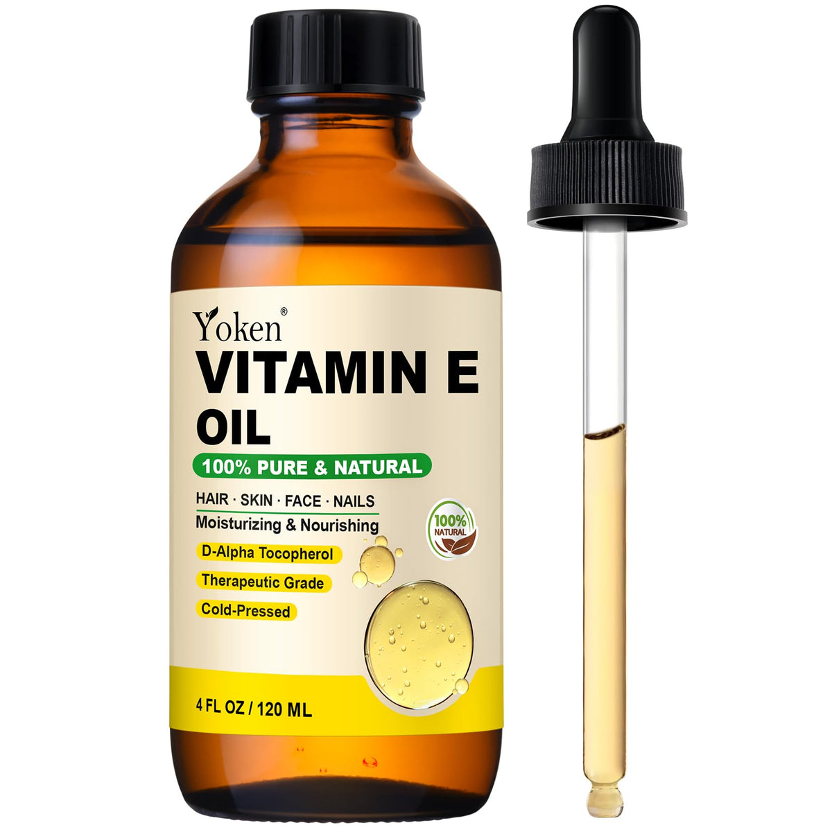Yoken front packaging 4 oz showing bottle and dropper for clear identification and convenience