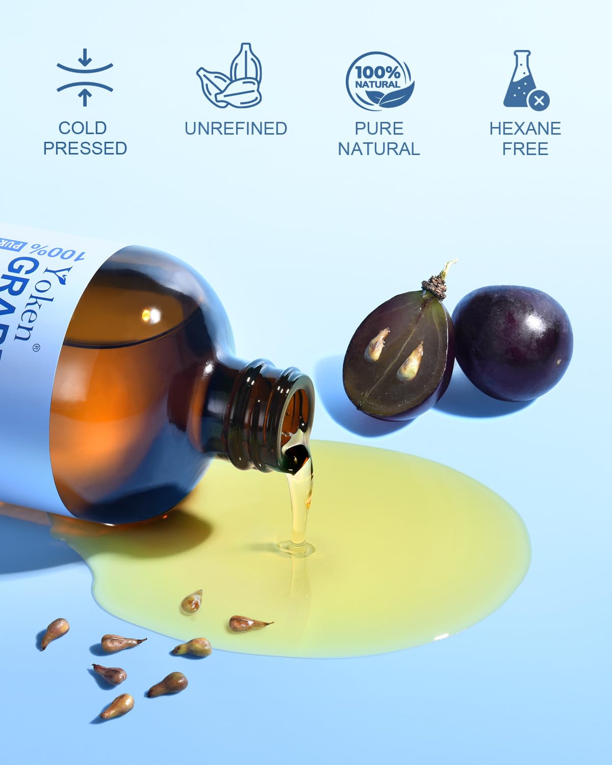 Yoken oil pouring into palm demonstrating quick absorption and moisturizing benefit