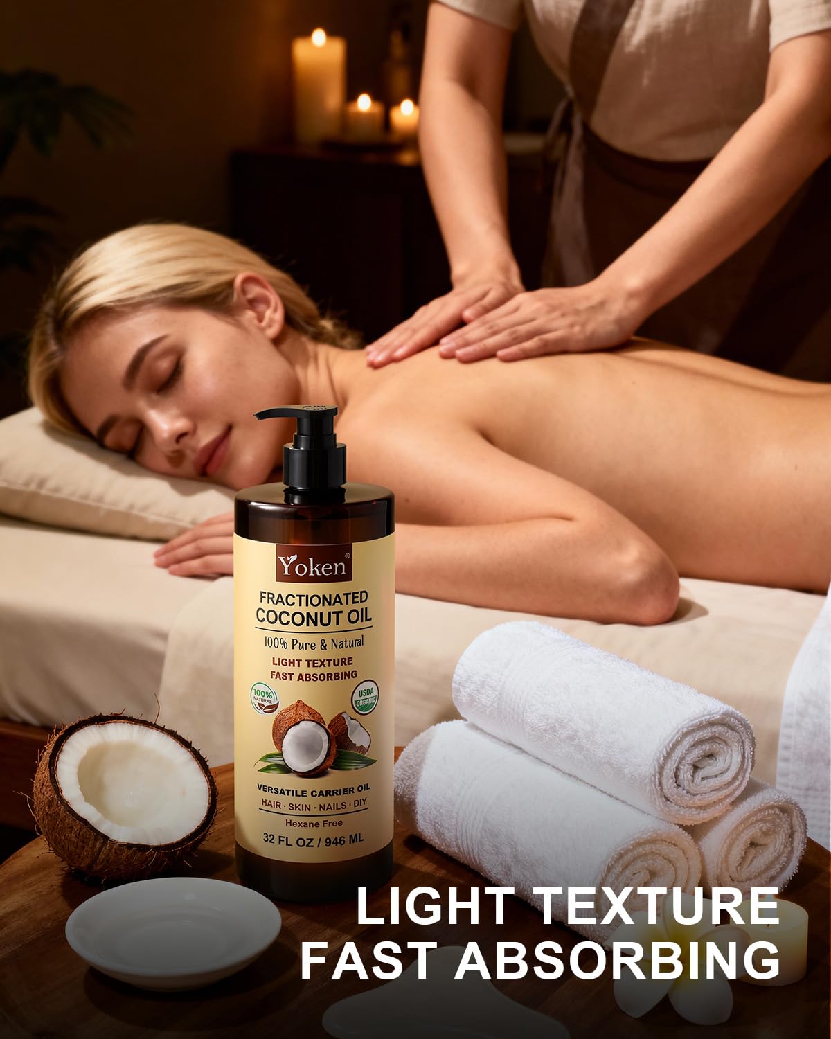 Applying Yoken oil to hair ends to showcase conditioning benefit and improved manageability