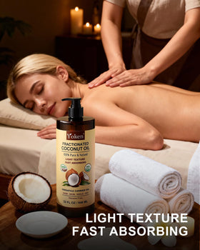 Applying Yoken oil to hair ends to showcase conditioning benefit and improved manageability