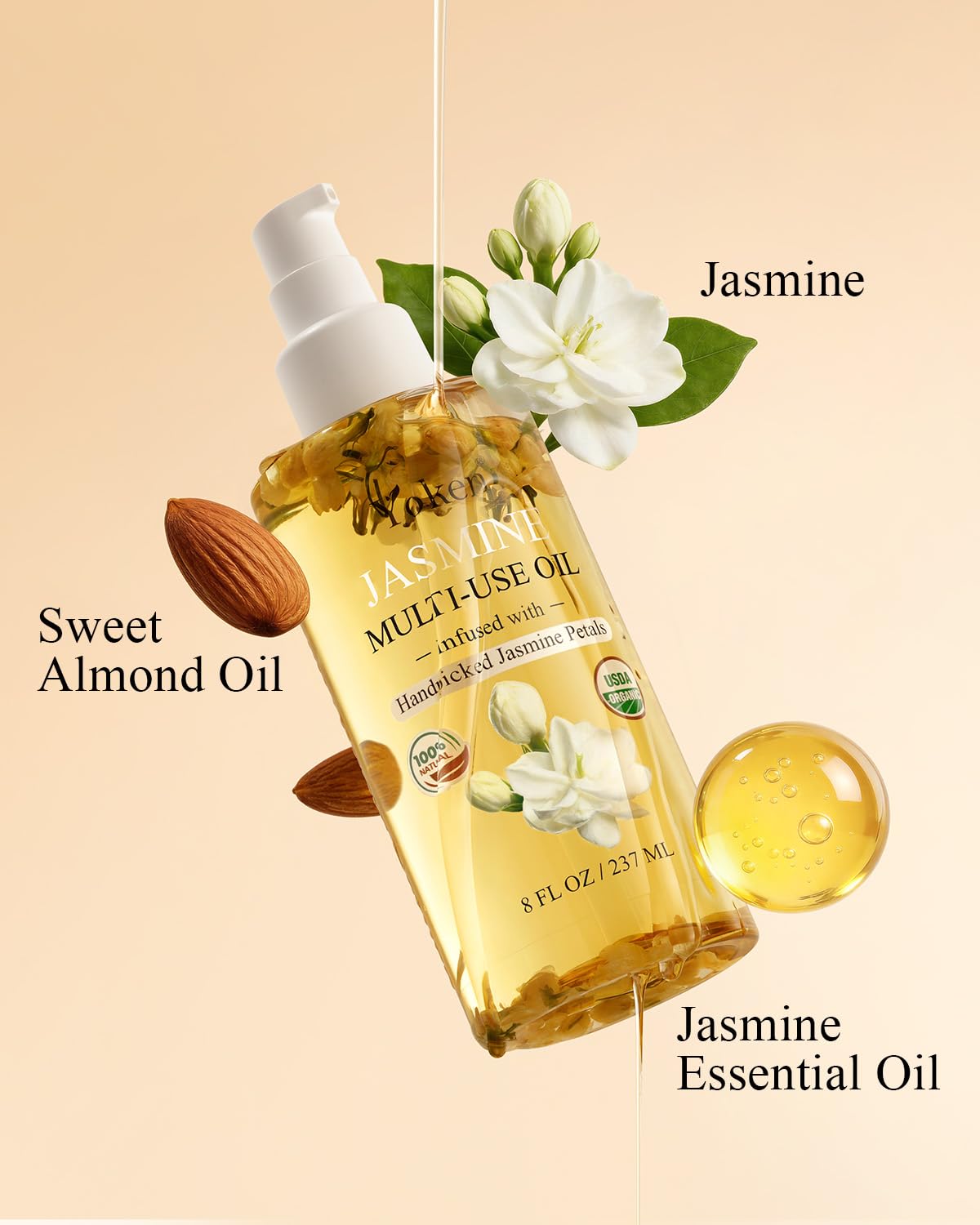 Yoken jar with handpicked jasmine petals highlighting natural ingredients and botanical care
