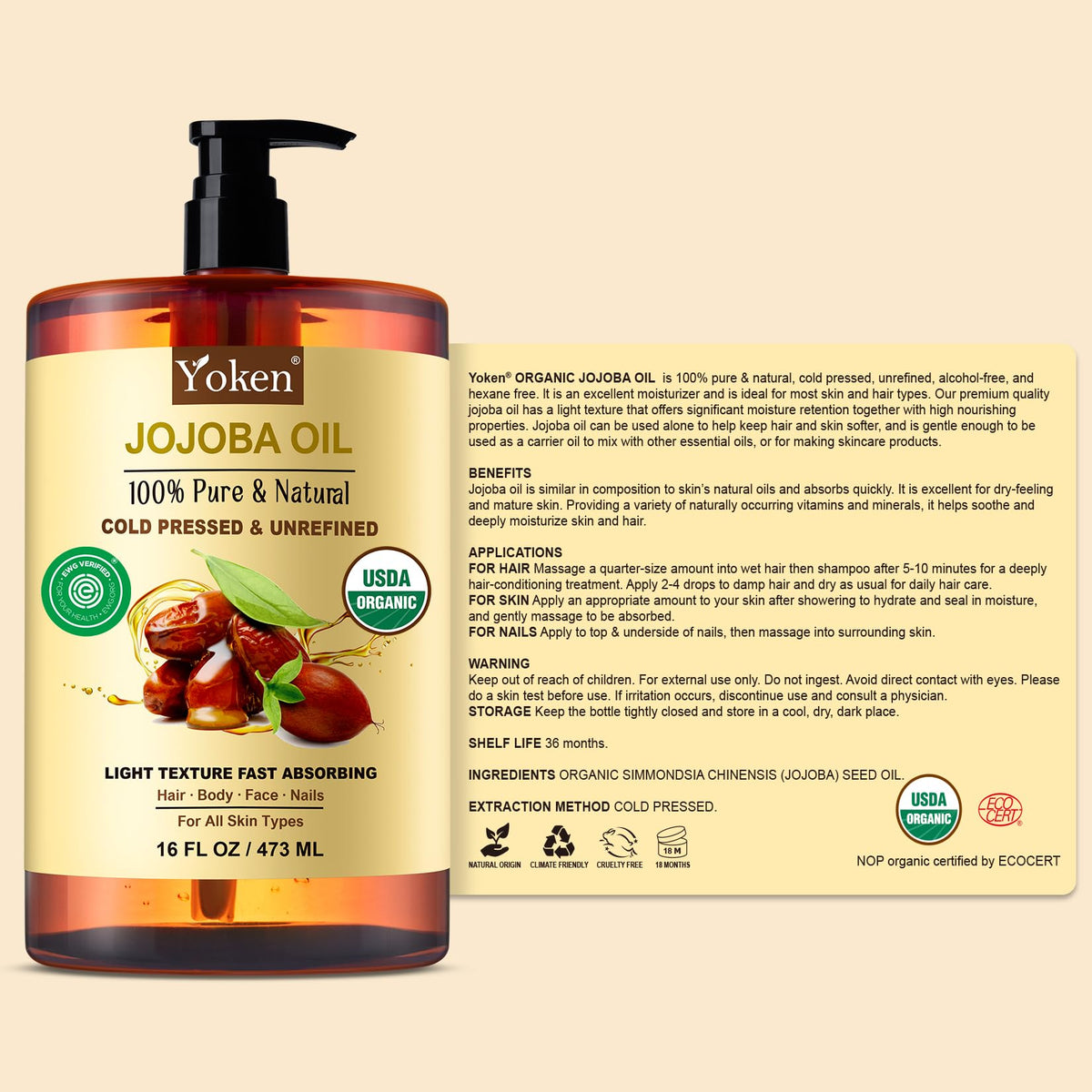 Yoken jojoba oil beside DIY balm ingredients for easy homemade skincare