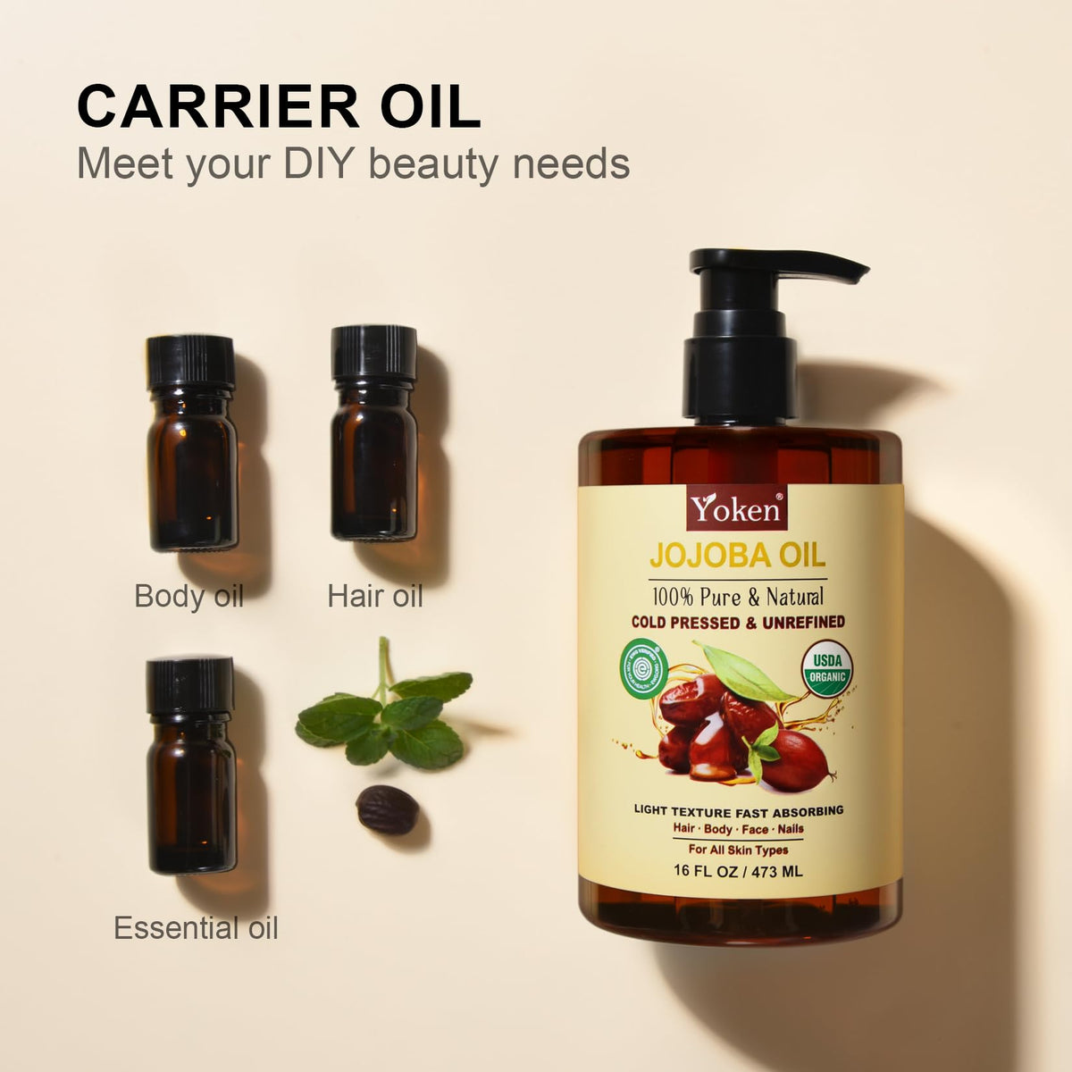 Applying Yoken jojoba oil to hair ends to reduce dryness and add shine