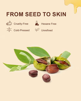Yoken jojoba oil being applied to hand with smooth moisturizing benefit