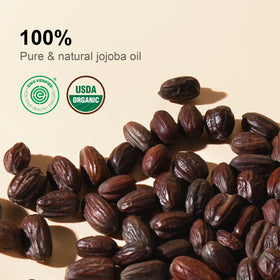 Pouring Yoken jojoba oil into hand for quick lightweight hydration