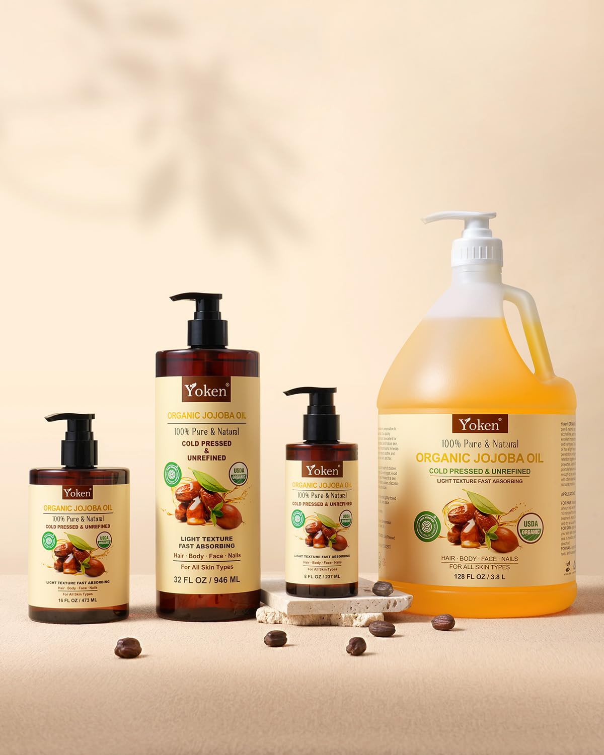 Yoken jojoba oil being massaged into skin illustrating hydration and gentle nourishment