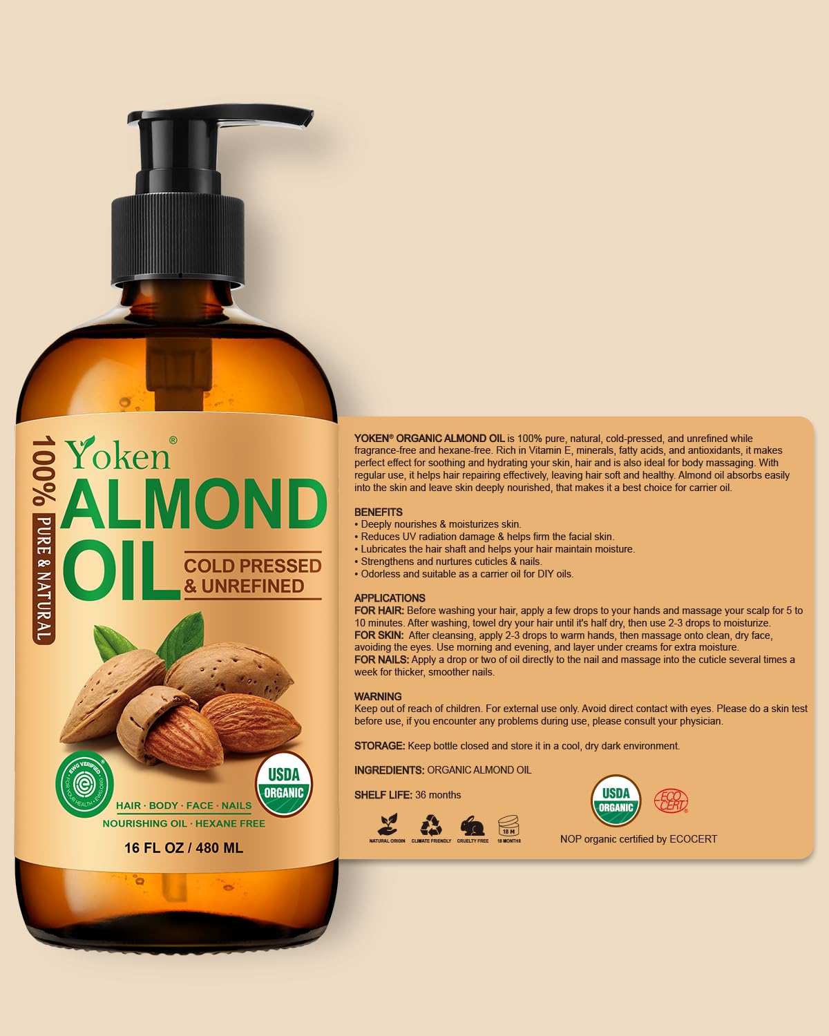 Yoken label closeup showing USDA organic certification and ingredient clarity