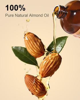 Yoken almond oil texture closeup highlighting smooth, lightweight absorption