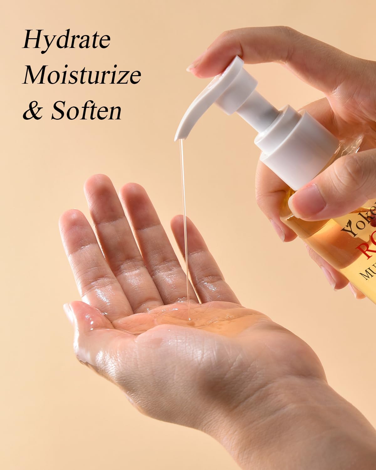 Yoken oil texture on skin demonstrating lightweight absorption and non-greasy finish