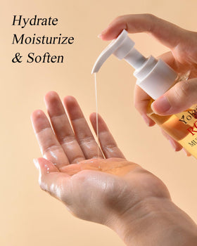 Yoken oil texture on skin demonstrating lightweight absorption and non-greasy finish