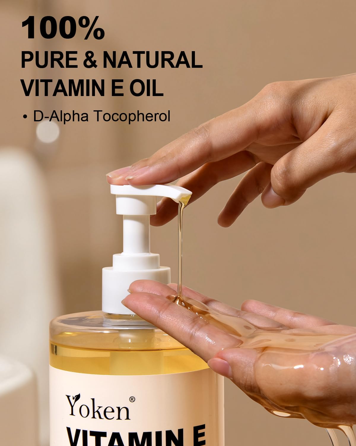 Yoken oil texture pouring from bottle illustrating smooth consistency for blending