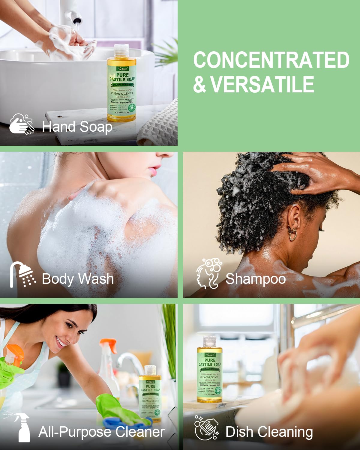 Yoken bottle placed by kitchen sink cleaning dishes to show versatile use