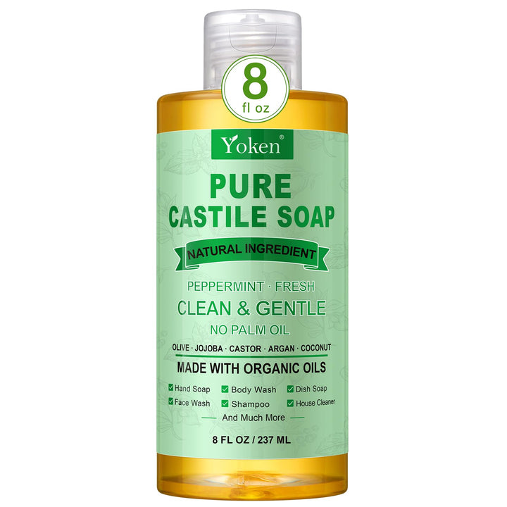 Yoken bottle front label showing organic peppermint and product benefits