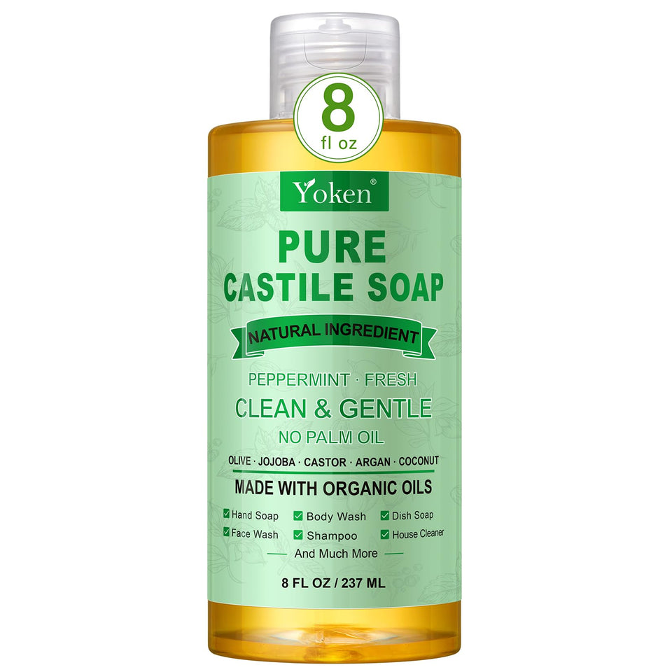 Yoken bottle front label showing organic peppermint and product benefits