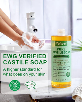 Yoken soap being poured and lathered for concentrated cleaning power