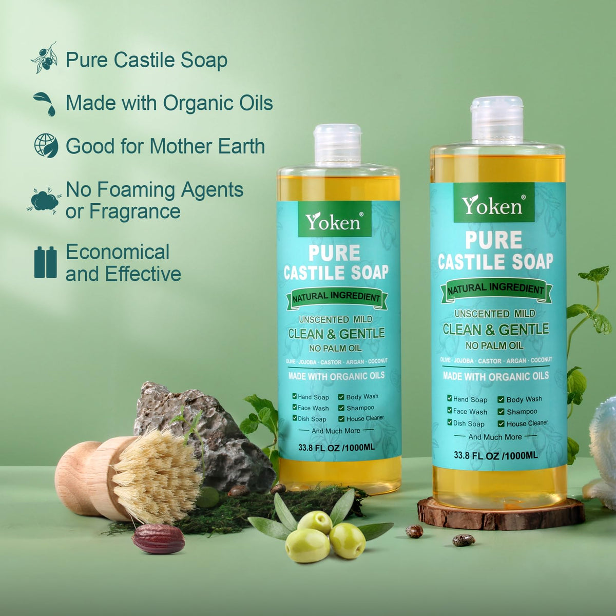 Yoken soap being poured creating gentle foam and lather