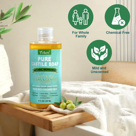 Yoken being poured to create lather for hands — gentle cleansing benefit