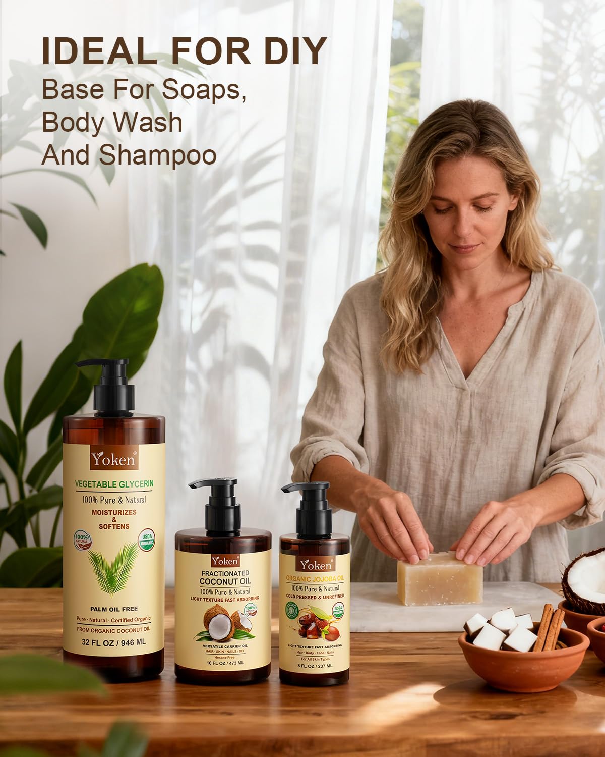 Yoken glycerin pouring to show smooth texture and easy blendability benefit