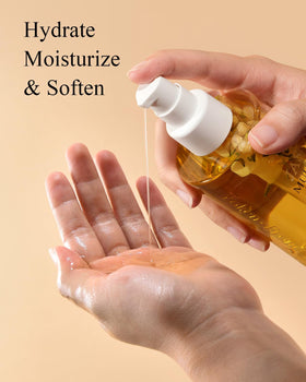 Yoken oil texture close-up showing lightweight droplets and quick-absorbing finish