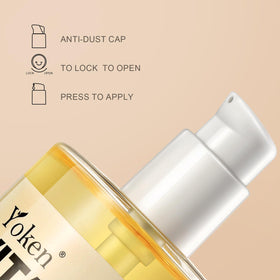 Yoken oil applied to hand illustrating quick hydration and skin smoothing
