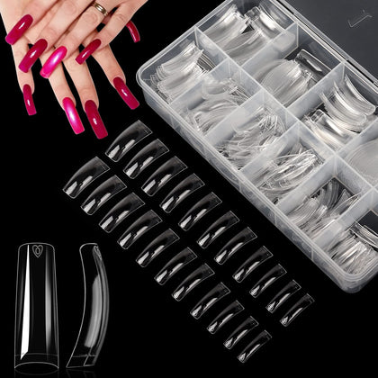 Yokilly front packaging showing 550 clear coffin tips and storage case for organized use