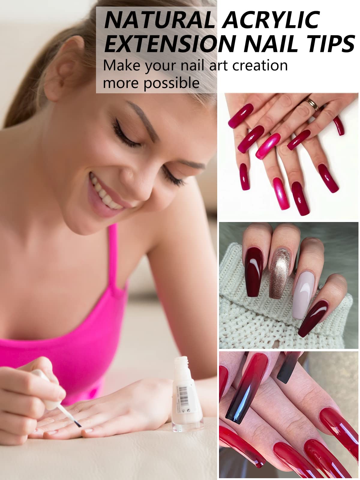 Yokilly tips in use during acrylic application demonstrating professional finish