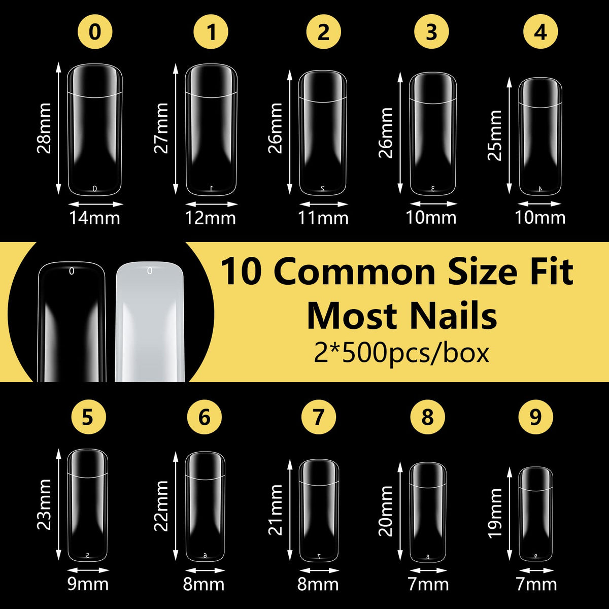 Yokilly numbered size box open displaying ten sizes for quick matching