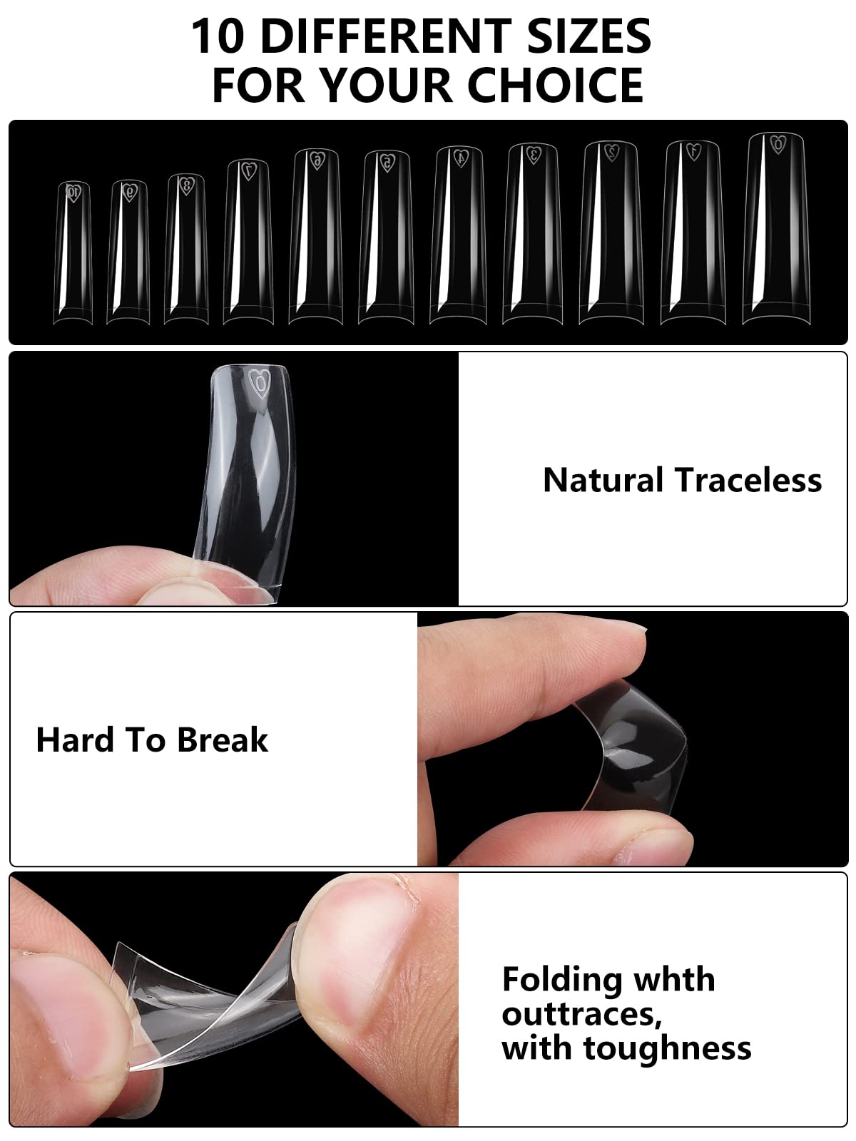 Yokilly tips next to a hand for size comparison to visualize length and coverage