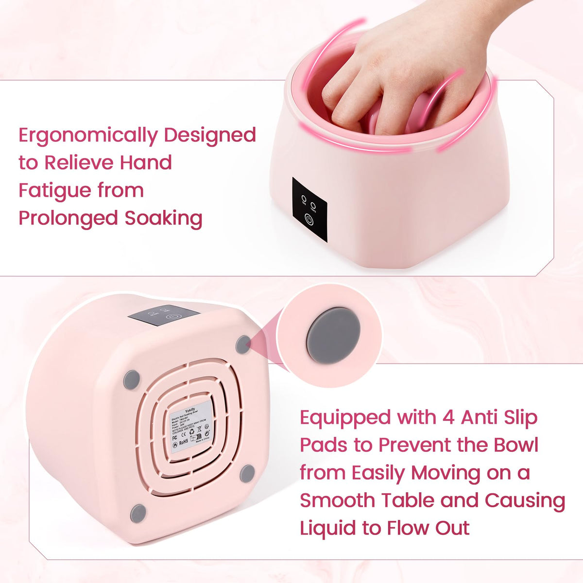 Yokilly bowl with acetone and manicure tools illustrating ready-to-use removal kit convenience