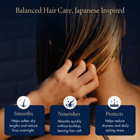 YOLU being applied to hair ends to reduce frizz and split ends